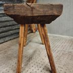 Antieke Primitieve Tafel Hakblok Sidetable Keukentafel Eiken thumbnail 6