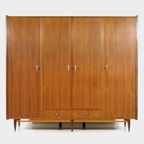 Vintage Mid Century 4-deurs Teak Kledingkast, 1960s thumbnail 2