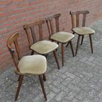 Vintage Houten Caféstoelen Met Stoffen Zitting thumbnail 3