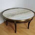 Vintage Neoklassieke Ronde Salontafel Empire Stijl Marmer thumbnail 9