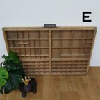 Brocante, Bruine Antieke Houten Letterbak, Wanddecoratie E thumbnail 3