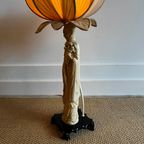 Quanyin Chinese Lamp Met Lotus Kap Vintage thumbnail 9