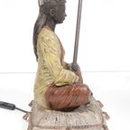 2 Exclusive Table Lamps Chinese Woman And Man On A Pillow Brass thumbnail 11