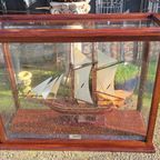 Klassieke Mahonie Vitrinekast, Met Zeilschip thumbnail 4