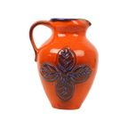 Vintage Oranje En Blauwe Geglazuurde West Germany Vaas Carstens 116-2L thumbnail 4