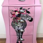 Hoge Roze Ladekast “zebra”, 5 Lades, Eclectisch thumbnail 3
