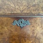 Antieke Hollandse Wortelnoten Buik Secretaire / Klepbureau thumbnail 12