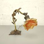 Bronzen Tafellamp Met Glazen Bloem thumbnail 2