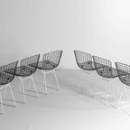 Vintage Mid-Century Set Van 7 Zwart-Witte Harry Bertoia Eetkamerstoelen thumbnail 10