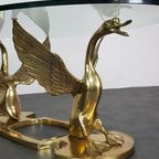 Vintage Brass Swan Coffee Table, Italy, 1960S thumbnail 8