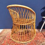 Vintage Jaren Vijftig Rotan Fauteuil, Rieten Stoel, Boho thumbnail 8