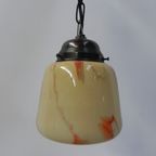 Art Deco Hanglamp Met Gemarmerde Glazen Kap thumbnail 13