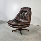 Vintage Deense Draaifauteuil, Kantelbaar, Leer thumbnail 8