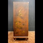 Vintage Rode Chinese Kast Vogels, Bloemen / Bohemian Kast / Oosterse Kast / Chinese Red Cabinet thumbnail 10