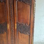 Antique Carved Wood Wardrobe thumbnail 3