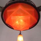Art Deco Hanglamp Met Glazen Schaal En 3 Kelkjes, Jaren 30 thumbnail 3