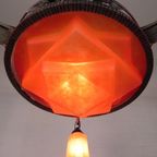 Art Deco Hanglamp Met Glazen Schaal En 3 Kelkjes, Jaren 30 thumbnail 16