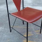 Set Van 4 Vintage Postmodern Leren Eetkamerstoelen thumbnail 5