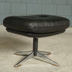 Vintage Lederen Draaifauteuil Met Hocker – Jaren 70 thumbnail 10