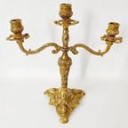 Barok Messing Kandelaar 3 Armen Art Nouveau 1930’s thumbnail 4