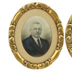 Koppel Antieke Portretten Ovale Lijsten Bladgoud Ca 1900 thumbnail 10