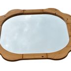 Vintage Spiegel Hout Pinewood Bloem Jaren 70 Design thumbnail 17