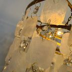 Vintage Design Kroonluchter Opaline Schelpen Capiz Hanglampen Lamp thumbnail 2