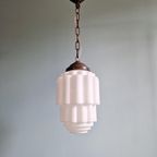 Art Deco-Hanglamp, Type Skyscraper, Wit Opaline thumbnail 9