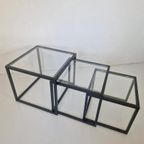 Postmoderne Design Nest Tafeltjes Metaal En Glas Kubus. thumbnail 2