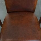 Tijdloze Set Van 4 Statige Comfortabele Eetkamerstoelen Van Schapenleer thumbnail 9