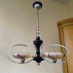 Lamp Hanglamp Art Deco 1930 3 Arms Glazen Kelken Frans thumbnail 3