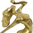 Art Deco Stijl Beeld Elegante Naakte Vrouw Massief Messing thumbnail 8