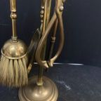 Massief Messing Set / Haardstel Voor De Open Haard / Houtkachel, 47 Cm Hoog thumbnail 6