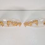 2 Vintage Wandlamp Murano Glas Bowl Goud Hout Regency '70 thumbnail 7