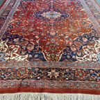 Perzisch Tabriz Vloerkleed Wol Handgeknoopt 253X368Cm - Vintage Tapijt - Rood Blauw Wit thumbnail 3