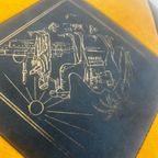 Vintage Patchwork Poef / Voetbank In Blauw - Geel thumbnail 6