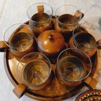 Teakhout Vintage Thee Set Hout Glas thumbnail 6