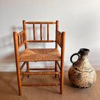 Antiek Eiken Bobbin Stoel Vintage thumbnail 3