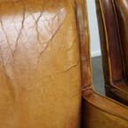 Prachtige Set Leren Fauteuils/ Armchairs In Lichte Cognac Kleur, Engelse Stijl thumbnail 12
