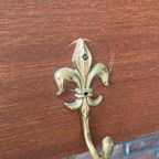 Vintage Houten Kapstok Met Messing Fleur-De-Lis Haken thumbnail 5