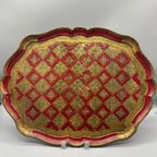 Florentijns Vintage Dienblad Rood/goud 60's thumbnail 8