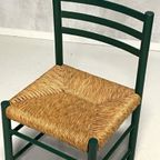 Jaren 70 Eettafelstoelen 4x Vintage Groen Riet Prijs P/stuk thumbnail 3