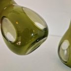 90's 2 Vintage Glazen Vazen Groene Vaas Glazen Vaas thumbnail 6