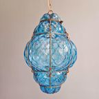 Grote Venetiaanse Hanglamp In Blauw Murano-Glas thumbnail 14