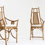 Vintage Rotan Fauteuils Met Bouclé Kussens Jaren 70 thumbnail 7