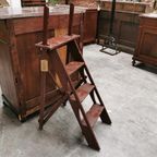 Landelijk Frans Houten Bibliotheek Trapje Plantentafeltje thumbnail 14