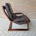 Vintage Fauteuil Slede Stoel Jaren 70 Leren Fauteuil Stoel thumbnail 5