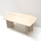 Italiaans Design Vintage Travertine Salontafel Gemaakt In De Jaren '70 thumbnail 6