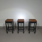 3 X Oak Construction Stools 1960s thumbnail 2