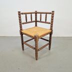 Vintage Bobbin Eiken Hout Hoekstoel Biezen ’50 Mid Century thumbnail 3